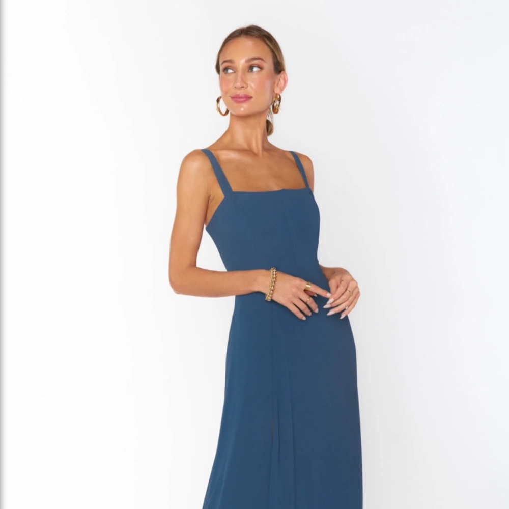 NWT show me your mumu Clarissa corset dress slate blue Size L